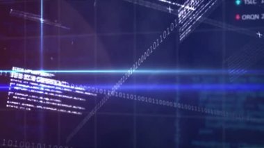 Şebeke üzerinde ikili kodlama ve veri işleme animasyonu. küresel iş, veri işleme ve bağlantı konsepti dijital olarak oluşturulmuş video.