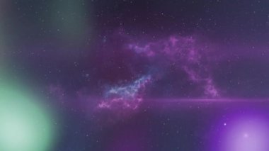 Mor uzayda hareket eden renkli ışıkların animasyonu. renk, şekil ve hareket konsepti dijital olarak oluşturulmuş video.
