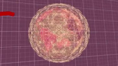 Animasyon kırmızı çizgileri işliyor, dünya üzerindeki bağlantı ağları. küresel bağlantılar ve veri işleme konsepti dijital olarak oluşturulmuş video.