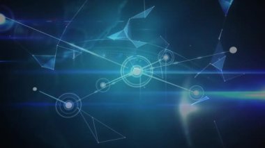Mavi arkaplandaki dünya ile bağlantı ağının animasyonu. küresel bağlantılar, veri işleme ve dijital olarak oluşturulmuş video ağ konsepti.
