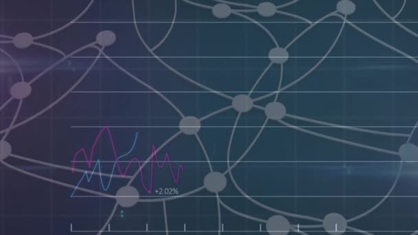 Анімація Графів Мережа Язків Темно Сірому Просторі Глобальні Язки Комунікація — стокове відео