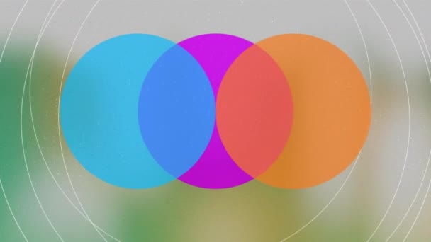 ピンク 黄色の円の上に赤い点のアニメーション 色や形や動きの概念をデジタルで生成し — ストック動画