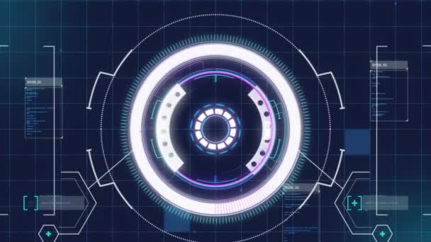 Animación Del Sistema Seguridad Giratorio Procesamiento Datos Espacio Digital Concepto — Vídeo de stock