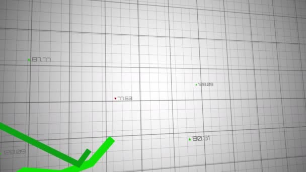 Animation Von Grünen Linien Und Datenverarbeitung Über Gitter Globales Geschäfts — Stockvideo