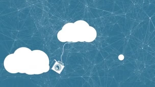 Animación Nubes Con Dispositivos Tecnológicos Través Red Conexiones Sobre Fondo — Vídeo de stock