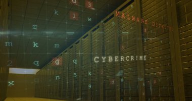 Sunucu odasında siber saldırı uyarısı. küresel internet güvenliği, bağlantılar ve veri işleme kavramı dijital olarak oluşturulmuş görüntü.
