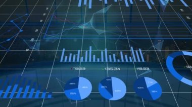 Dünya çapında animasyon istatistikleri ve veri işleme. küresel bağlantılar ve veri işleme konsepti dijital olarak oluşturulmuş video.