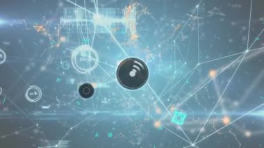 Dijital simgeler ağı ve veri işlemeye ve ışık noktasına karşı bağlantılar ağı. küresel ağ ve teknoloji kavramı