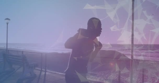 Мережа Plexus Проти Афроамериканця Який Займається Боксом Під Час Бігу — стокове відео