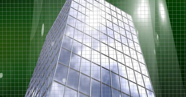 Manchas Luces Sobre Modelo Edificio Alto Sobre Fondo Verde Arquitectura — Foto de Stock