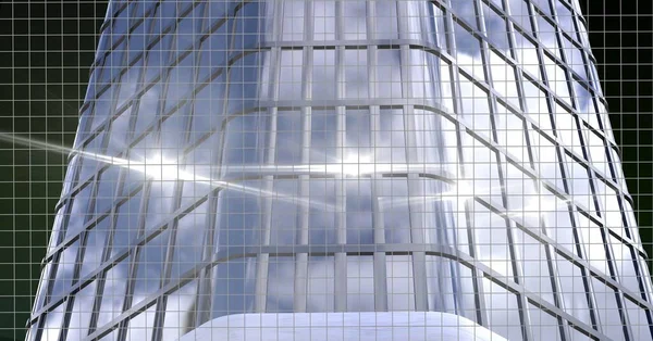 Vlekken Licht Hoog Bouwmodel Tegen Zwarte Achtergrond Modern Architectuur Ingenieursconcept — Stockfoto