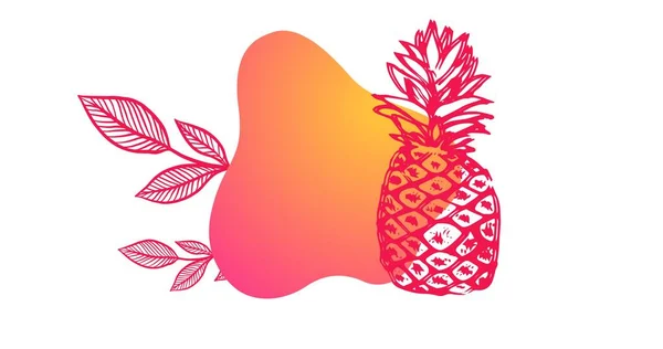 Digitalt Genererad Bild Ananas Och Frukt Med Blad Mot Vit — Stockfoto