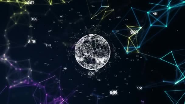 Animação Rede Conexões Com Números Sobre Globo Conexões Online Globais — Vídeo de Stock