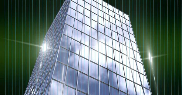 Lugares Luzes Sobre Modelo Edifício Alto Contra Fundo Verde Arquitetura — Fotografia de Stock