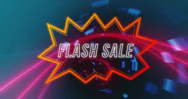 Animace Bleskového Prodeje Při Výbuchu Nad Tunelem Světel Globální Koncept — Stock video