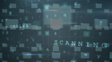 Dijital asma kilit ve entegre devre üzerinde dizinlerin ve veri işleme animasyonları. küresel internet güvenliği, veri işleme, bağlantılar ve dijital arayüz konsepti dijital olarak oluşturulmuş video.