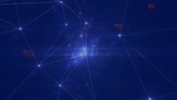 Animation Réseau Connexions Avec Des Lumières Dans Espace Bleu Connexions — Video