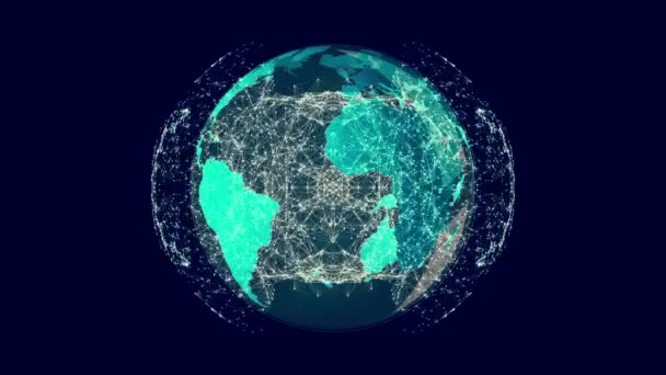 Animação Rede Conexões Com Ícones Sobre Globo Conexões Online Globais — Vídeo de Stock