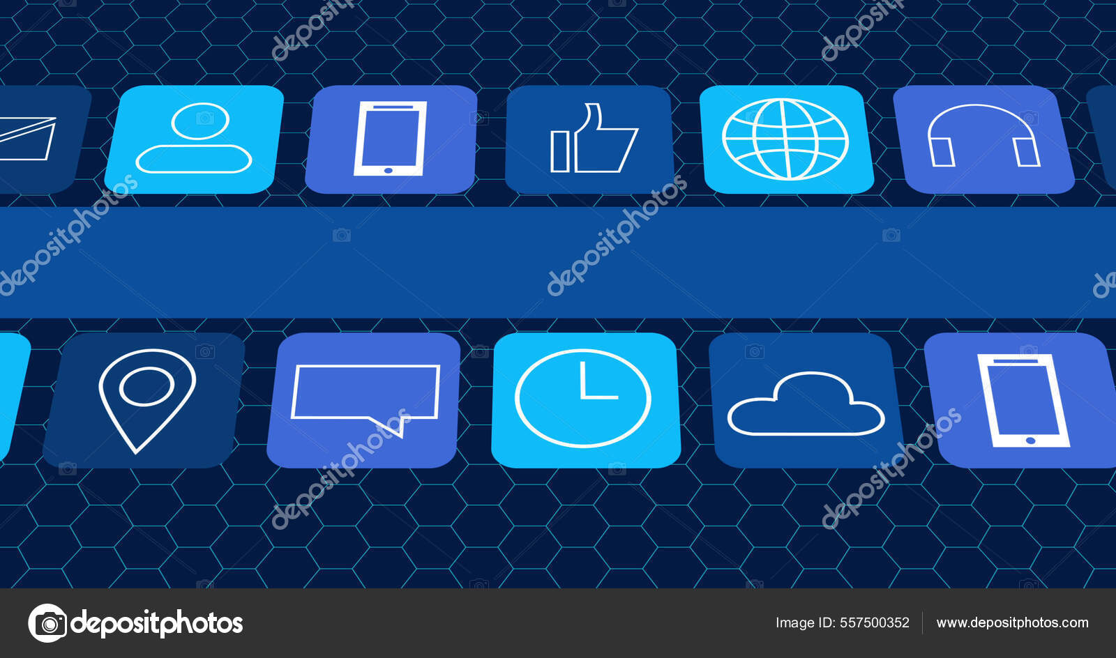 Image Digital Online Icons Blue Stripe Moving Hexagons Dark Blue Stock ...