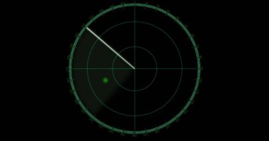 Siyah arkaplanda hareket eden radar görüntüsü. radar ve dijital arayüz konsepti dijital olarak oluşturulmuş görüntü.