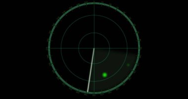 Siyah arkaplanda hareket eden radar görüntüsü. radar ve dijital arayüz konsepti dijital olarak oluşturulmuş görüntü.