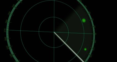 Siyah arkaplanda hareket eden radar görüntüsü. radar ve dijital arayüz konsepti dijital olarak oluşturulmuş görüntü.