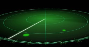 Siyah arkaplanda hareket eden radar görüntüsü. radar ve dijital arayüz konsepti dijital olarak oluşturulmuş görüntü.
