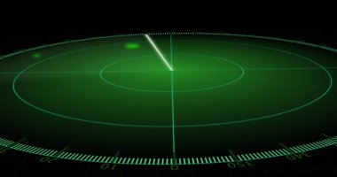 Siyah arkaplanda hareket eden radar görüntüsü. radar ve dijital arayüz konsepti dijital olarak oluşturulmuş görüntü.