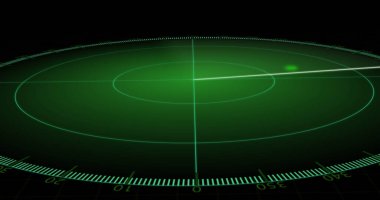 Siyah arkaplanda hareket eden radar görüntüsü. radar ve dijital arayüz konsepti dijital olarak oluşturulmuş görüntü.