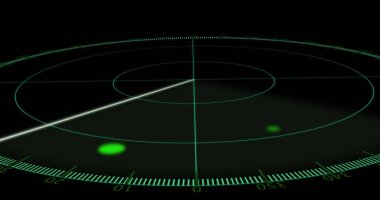 Siyah arkaplanda hareket eden radar görüntüsü. radar ve dijital arayüz konsepti dijital olarak oluşturulmuş görüntü.