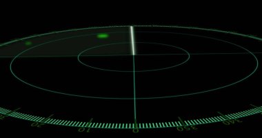 Siyah arka planda benekleri olan bir radar görüntüsü. radar ve dijital arayüz konsepti dijital olarak oluşturulmuş görüntü.