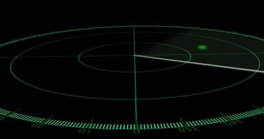 Siyah arkaplanda hareket eden radar görüntüsü. radar ve dijital arayüz konsepti dijital olarak oluşturulmuş görüntü.