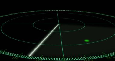 Siyah arkaplanda hareket eden radar görüntüsü. radar ve dijital arayüz konsepti dijital olarak oluşturulmuş görüntü.