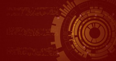 Dürbünün üzerinde veri işleme görüntüsü. küresel hesaplama, veri işleme, teknoloji ve dijital arayüz kavramı dijital olarak oluşturuldu.