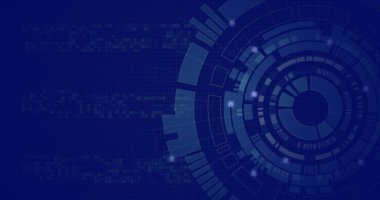 Kapsam üzerinde veri işleme ve dijital simgelerin görüntüsü. küresel hesaplama, veri işleme, teknoloji ve dijital arayüz kavramı dijital olarak oluşturuldu.