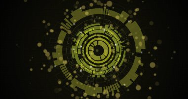 Tarama alanının üzerinde parlayan noktalar. küresel hesaplama, veri işleme, teknoloji ve dijital arayüz kavramı dijital olarak oluşturuldu.