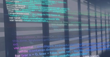 Veri işleme resmi ve mavi arkaplandaki çizgiler. küresel iş ve dijital arayüz kavramı dijital olarak oluşturulmuş görüntü.