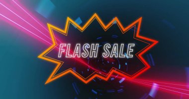 Işık tünelinin üzerindeki patlama sırasında satıştaki görüntü. global satışlar, perakende satış, iş ve dijital arayüz kavramı dijital olarak oluşturulmuş görüntü.