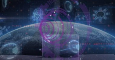 Dünya çapında tarama ve veri işleme görüntüsü. küresel iş ve dijital arayüz kavramı dijital olarak oluşturulmuş görüntü.