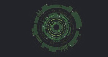Siyah arkaplanda tarama ve veri işleme görüntüsü. küresel iş ve dijital arayüz kavramı dijital olarak oluşturulmuş görüntü.