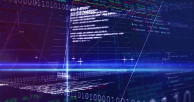 Şebeke üzerinde ikili kodlama yapan finansal veri görüntüsü. küresel iş, finans ve veri işleme kavramı dijital olarak oluşturulmuş görüntü.