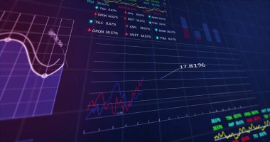 Şebeke üzerinde finansal veri işleme resmi. küresel iş, finans ve veri işleme kavramı dijital olarak oluşturulmuş görüntü.