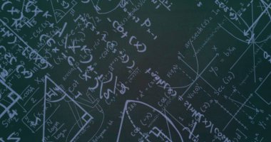 Gri arkaplandaki matematiksel denklemlerin resmi. küresel iş, finans, bağlantılar ve dijital arayüz konsepti dijital olarak oluşturulmuş görüntü.