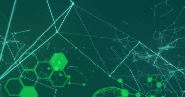 Veri işleme görüntüsü ve siyah arka plandaki beyinler. küresel bilim ve dijital arayüz kavramı dijital olarak oluşturulmuş görüntü.