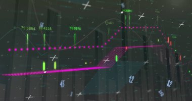 Veri işleme resmi ve siyah arkaplandaki numaralar. küresel iş ve dijital arayüz kavramı dijital olarak oluşturulmuş görüntü.