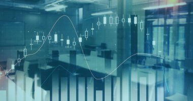 Ofis dışında veri işleme ve beyin görüntüsü. küresel iş, finans, bağlantılar ve dijital arayüz konsepti dijital olarak oluşturulmuş görüntü.