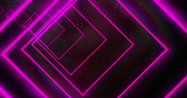 Siyah zemin üzerinde daireler çizen parlak neon pembe soyut tünel görüntüsü. ışık, renk ve hareket konsepti dijital olarak oluşturulmuş görüntü.