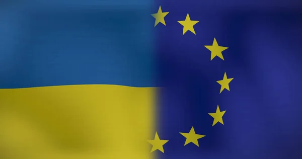 Beeld Van Bewegende Drijvende Vlaggen Van Ukraine Ukraine Conflict Patriottisme — Stockfoto