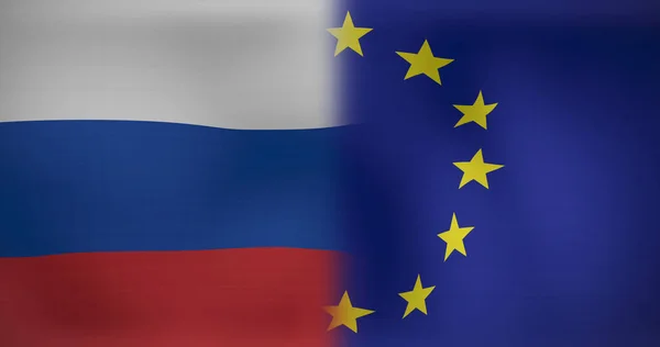ロシアとEuの国旗の画像 愛国心とお祝いのコンセプトをデジタルで — ストック写真