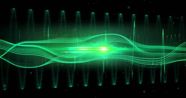 Bild Eines Grünen Neonfarbenen Netzwerks Von Verbindungen Das Sich Über — Stockfoto